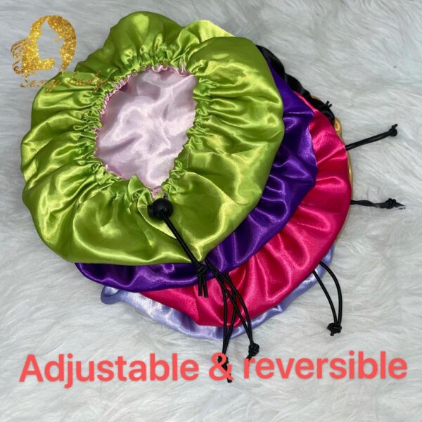 Double layer reversible braid bonnet with snap adjustable mommy and me hair bonnet satin head bonnets with tie