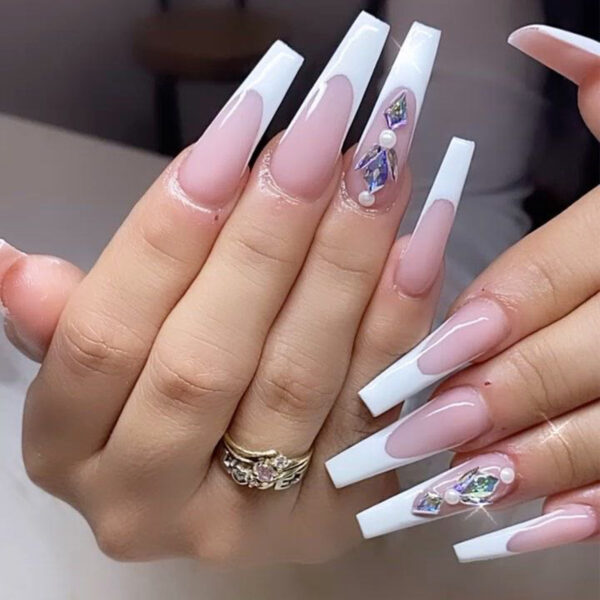 LUXURY Gel Polish UV Press On Nails With Rhinestone
