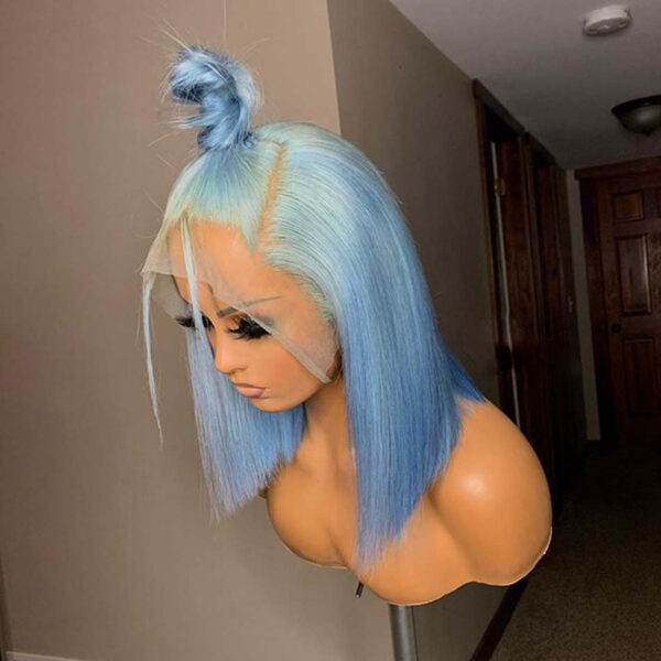Blue Ombre Bob Straight Wig