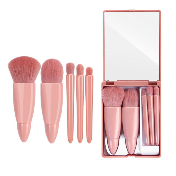 5 Pcs Synthetic Foundation Eyeshadow Makeup Brushes Pink Cute Travel Makeup Brush Set