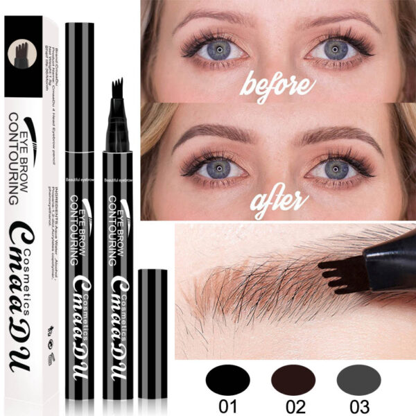 Cmaadu High Quality Dry Fast Slim Permanent Waterproof 4 in 1 Eyebrow Contouring Pen