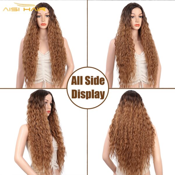 Lace Front Ombre Brown Long Fiber Wig Extensions