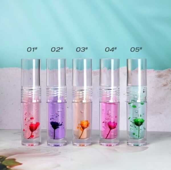 Trending makeup flower lip oil clear gloss private label