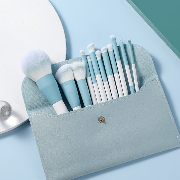 White and Blue Vegan Makeup Brush Set