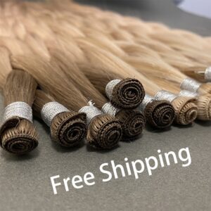 Private Label Ombre Hand Tied Remy Hair Weft Extensions, Double Drawn Handtied Wefts Human Hair For Salon