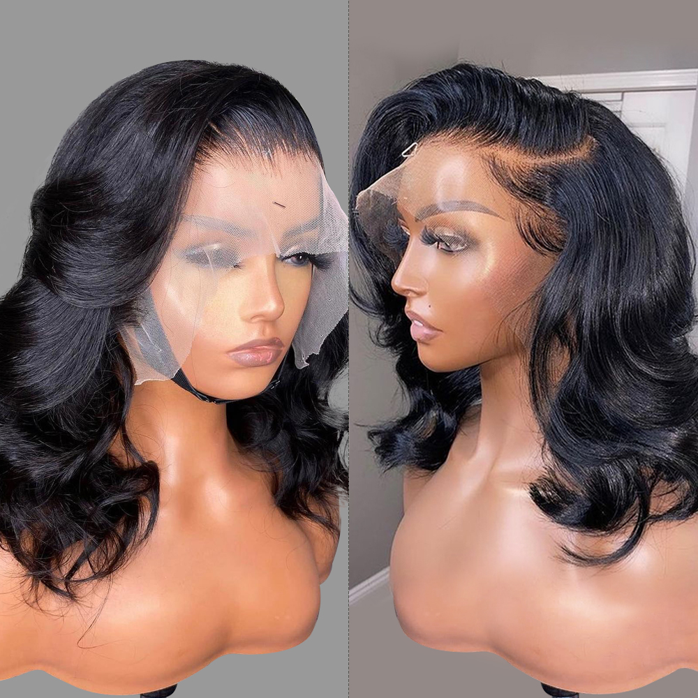 MYLOCKME 4X4 Deep Curly Wave Short Bob Wigs Human Hair HD Full Lace Front Wig Raw Peruvian Virgin Human Hair Lace Frontal Wig