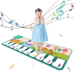 110x36cm Musical Piano Mat for Kids Toddlers Floor Keyboard Dance Mat with 8 Animal Sounds Baby