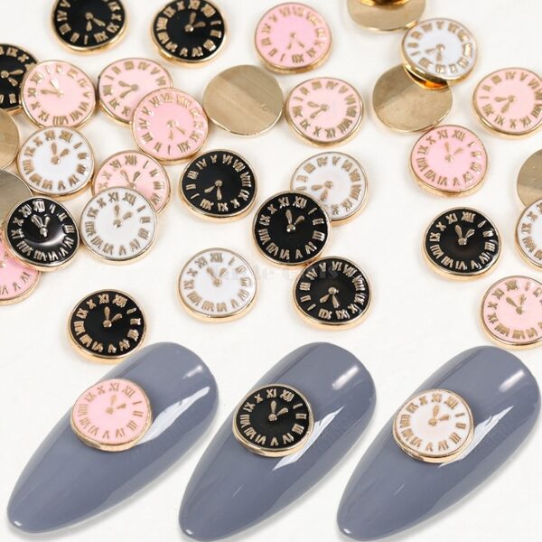 3 Color Classical Clock Nail Rhinestones