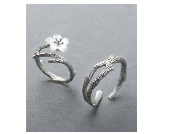 Women's 925 Sterling Silver Cherry Blossom Rings Set