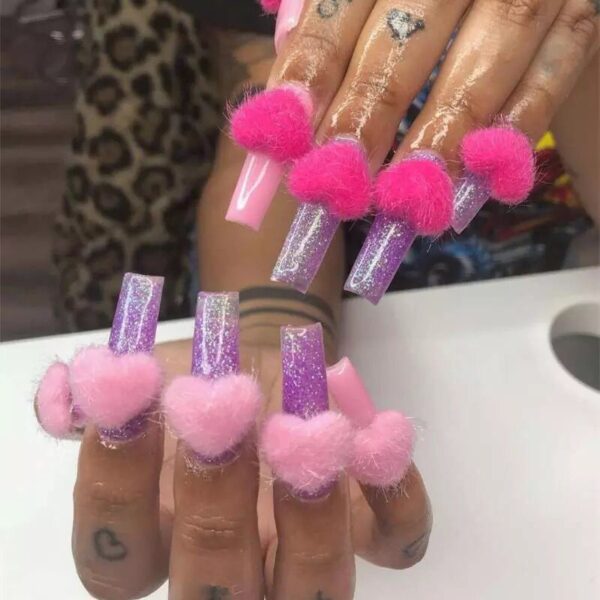 Cute 5 pc Heart  Pom Poms